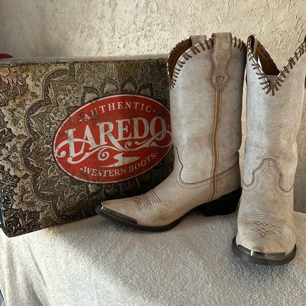 Authentic Laredo Western Boots in Bone Leather